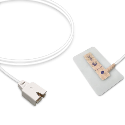 A Masimo SpO2 sensor with a white cable and a rectangular sensor patch, labeled with 'Inf-3'.