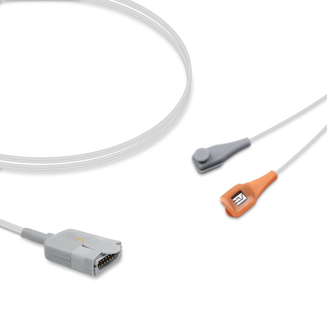 An image showing a compatible Masimo SpO2 sensor with an M-LNCS connector and multi-Y configuration, including different colored sensor probes and a white cable.