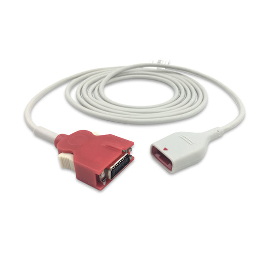 A white adapter cable with a red 20-pin connector on one end and a white RD SET connector on the other, designed for use with Masimo SpO2 sensors.