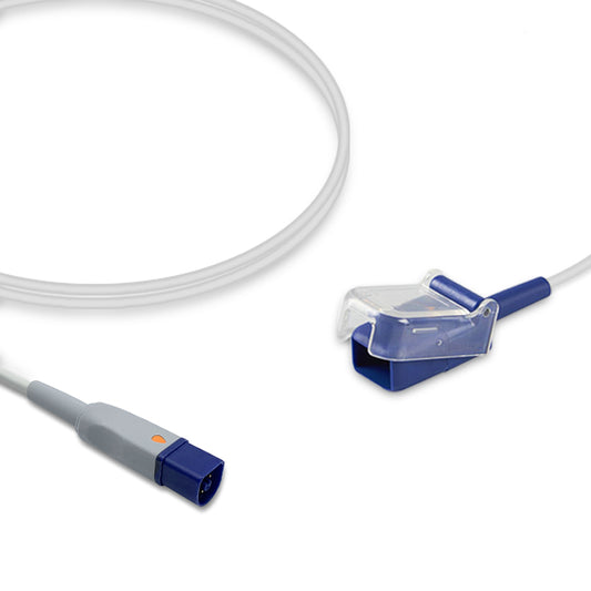 A compatible Philips SpO2 adapter cable with a blue TPU jacket, featuring a male connector on one end and a female connector on the other.