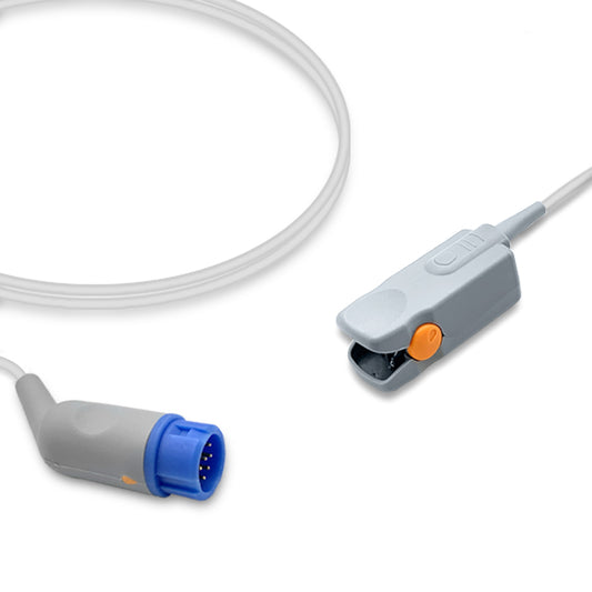 A Philips SpO2 sensor with an adult finger clip and a 3.0m cable, compatible with various Philips medical equipment.