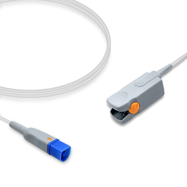 A Philips SpO2 sensor with an adult finger clip and a 3.0 meter cable, compatible with Nellcor-OxiSmart technology.