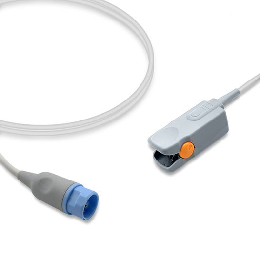 A Nihon Kohden SpO2 sensor with an adult finger clip and a 3.0 meter cable, compatible with various Nihon Kohden Life Scope models.