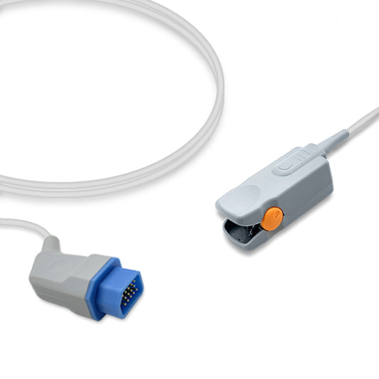 A Nihon Kohden SpO2 sensor with an adult finger clip and a 3.0 meter cable, compatible with various Nihon Kohden Life Scope models.