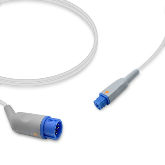 A compatible Philips SpO2 adapter cable with a blue connector, designed for use with various Philips sensor devices.